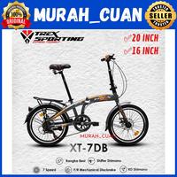 Gambar Sepeda Lipat 16 20 Inch TREX XT 7 DB SHIMANO 7 Speed Disc Brake Cakram - Black Blue, 16 dari MurahcuanBike undefined 1 Tokopedia