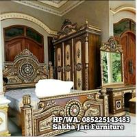 Gambar set kamar dipan tempat tidur gong jati lemari nakas dipan dan tolet dari Sakha Jati Furniture Jepara undefined 1 Tokopedia