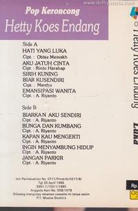 Gambar Hetty Koes Endang - Hati Yang Luka Audio Kaset Akurama Record 060 dari Def Hysteria undefined 2 Tokopedia