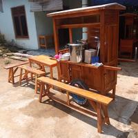 Gambar gerobak mie ayam kayu jati komplit dan tiga kursi free ongkir - 150x55x180 dari gerobak angkringan riyan undefined 3 Tokopedia