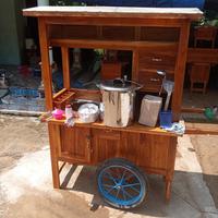 Gambar gerobak mie ayam kayu jati komplit dan tiga kursi free ongkir - 150x55x180 dari gerobak angkringan riyan undefined 4 Tokopedia