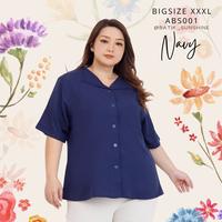 Gambar Atasan Kemeja Wanita (Busui Friendly) Jumbo / Big Size XXXL ABS001 - NAVY dari Batik Sunshine undefined 3 Tokopedia