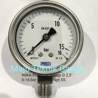 Gambar WIKA D 2,5" 0-16 bar, drat 1/4"NPT Full stainless Racket (Bottom) dari Damai Teknik Gauge undefined 1 Tokopedia