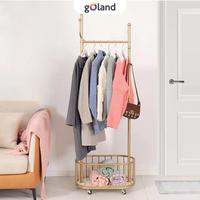 Gambar Goland Gantungan Baju Topi Tas Rak Keranjang Nordic Aesthetic Multifungsi Minimalis 4 Roda - Gold - 80cm dari Goland Indonesia undefined 5 Tokopedia