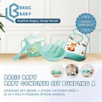 Gambar Basic Baby Complete Set Bunding A(Feeding-Bear+Bib-Fox+2in1Spoon-Green dari BasicBaby Official Store undefined 1 Tokopedia