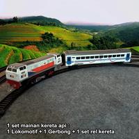 Gambar mainan kereta api 1 set dengan baterai Rangkaian Gerbong dan lokomotif - POS PALNG PINTU dari mainan kereta api KAI undefined 2 Tokopedia