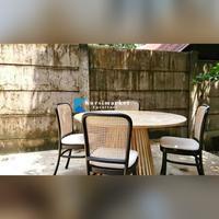 Gambar ROUND DINING TABLE KURSI 4 MEJA MAKAN BULAT KURSI 4 ROTTAN JATI MEWAH dari kursimarketfurniture_ undefined 3 Tokopedia