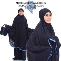 Gambar Mukena Dewasa Bali Super Adem Motif Ribbon Polos Mukenah Bahan Dingin - ABU dari vellove@ undefined 3 Tokopedia