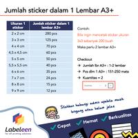 Gambar Cetak Sticker Chromo Custom A3+ Cutting KOTAK [TANPA MIN. ORDER] - 101-200 lembar, 1-50 pcs dari Labeleen undefined 3 Tokopedia