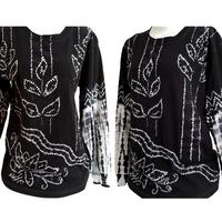 Gambar Kaos Sasirangan Baju Kaus Atasan Wanita Lengan Panjang Katun Nyaman dipakai Adem Casual Unik Batik Banjarmasi - Hijau Btl Hitam Kning, M dari Gallery Yanti undefined 5 Tokopedia