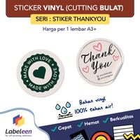 Gambar Cetak Sticker Thank You VINYL A3+ Cutting Bulat [TANPA MIN. ORDER] - 5-50 lembar, 1-50 pcs dari Labeleen undefined 1 Tokopedia