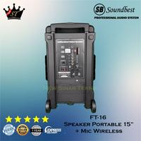 Gambar Soundbest FT-16 FT16 Speaker Portable Wireless Mic 15" 15 Inch Roda dari Liman Jaya Audio undefined 2 Tokopedia