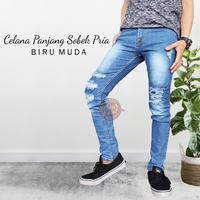 Gambar Celana Sobek Tembus Soft Jeans Pensil Skinny - Biru Muda, 29 dari Grosirpusatsurabaya undefined 3 Tokopedia