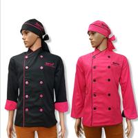 Gambar Baju Koki Baju Chef Baju Masak Polos dan Custom bordir - pink lis hitam, M dari hadriancollectionstore undefined 4 Tokopedia