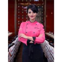 Gambar Baju Koki Baju Chef Baju Masak Polos dan Custom bordir - pink lis hitam, M dari hadriancollectionstore undefined 2 Tokopedia