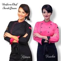 Gambar Baju Koki Baju Chef Baju Masak Polos dan Custom bordir - pink lis hitam, M dari hadriancollectionstore undefined 1 Tokopedia
