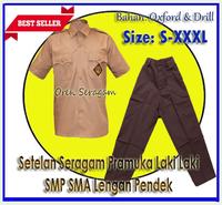 Gambar Setelan Seragam Pramuka SMP SMA Laki Laki Lengan Pendek Jumbo Big Size - S dari OREN ATK undefined 3 Tokopedia