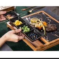 Gambar Marble Plate Steak With Wooden Tray / Serving Plate / Piring Saji - Marble white dari Laris57 Shop undefined 2 Tokopedia