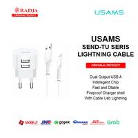 Gambar Usams Charger Dual Port SEND-TU Series Kabel Lightning USB Cable 1M dari Radja Gadget Online undefined 1 Tokopedia