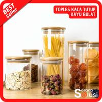 Gambar Toples Kaca Tutup Kayu Kedap Udara Model Bulat Penyimpanan Makanan dari Sarana Solusi undefined 1 Tokopedia