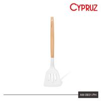 Gambar Spatula Turner Lubang Silikon Gagang Kayu Cypruz Kitchen House - Dark Grey dari rantang online official undefined 4 Tokopedia