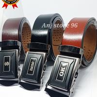 Gambar Ikat pinggang jepit pria wanita gesper kulit impor sabuk kulit simpel - Hitam dari ANJ STORE ll undefined 2 Tokopedia
