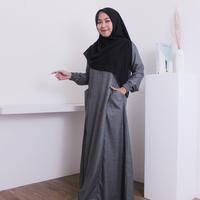 Gambar Gamis Syari Polos Wanita Remaja Bahan Katun Madina Original Termurah - Hitam, S dari Anaura Fashion Muslim undefined 4 Tokopedia