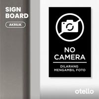 Gambar Sign Dilarang Mengambil Foto No Camera Label Akrilik Tempel Rambu - Dasar Hitam, 12 x 20 cm dari Otello Studio undefined 1 Tokopedia