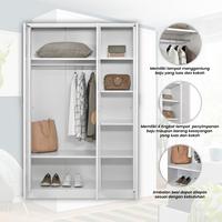 Gambar Homebaze - Lemari Pakaian Besi Putih Minimalis 3 Pintu - 2 PINTU dari Homebaze Living undefined 4 Tokopedia