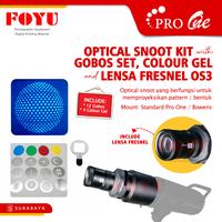 Gambar Optical Snoot Kit With Gobos Set Colour Gel Fresnel Lensa Pro One OS3 dari Foyu Photo undefined 1 Tokopedia