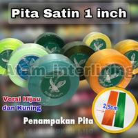 Gambar Pita Satin 1 inch atau 2,5cm Hijau Kuning | Pita Kado Pita souvenir - APS98 HjauStblo dari atam.interlining undefined 1 Tokopedia