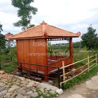 Gambar Gazebo Saung Dinding Separo 3x3m Kayu Kelapa || Jual Gasebo Taman dari waroeng gazebo undefined 3 Tokopedia