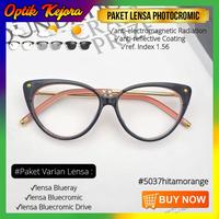 Gambar kacamata lensa minus wanita cat eye anti radiasi Photocromic - FRAME+CRMC, LEOPARD BIRU dari optik kejora undefined 3 Tokopedia