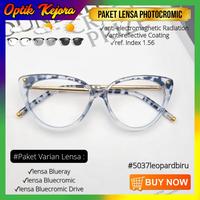 Gambar kacamata lensa minus wanita cat eye anti radiasi Photocromic - FRAME+CRMC, LEOPARD BIRU dari optik kejora undefined 5 Tokopedia
