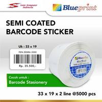 Gambar Sticker label Barcode 33x19mm 2 Line Semi Coated BLUEPRINT isi 5000Pcs dari PT Sonic Komputer Indonesia undefined 1 Tokopedia