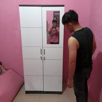 Gambar lemari Pakaian 2 pintu Putih Minimalis - Medan Free Ongkir dari Papamama Home Living undefined 5 Tokopedia