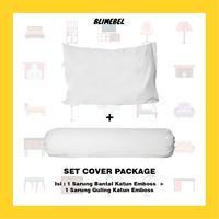 Gambar Paket 1Sarung Bantal+1Sarung Guling King Koil Bahan Katun Liev Bedding - 50x70 + 39x105, Putih Polos dari Blimebel undefined 2 Tokopedia