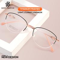 Gambar Kacamata Frame Fashion Wanita Model Semi Half Rim Titanium Lensa Anti Radiasi Blueray Photocromic Berrybarton 8025 - Silver Red, Frame Only dari berrybarton.kacamata undefined 2 Tokopedia