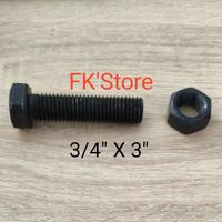 Gambar Baut Mur Hitam 3/4x3 inch / BM NC 3/4" x 3" dari Fk'Store undefined 1 Tokopedia