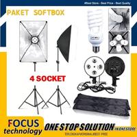 Gambar PAKET SOFTBOX 4 SOCKET E27 50x70cm Payung + Light Stand Lampu Bohlam - Softbox 4 Soket dari Focus Technology undefined 1 Tokopedia