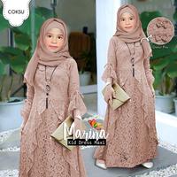 Gambar Gamis Brukat Anak Arina 8-10thn 7wrn - Baju Muslim Anak Tanggung - MAROON dari Grace Collection_NEW undefined 2 Tokopedia