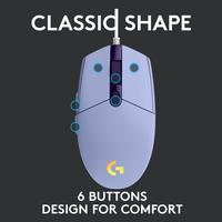 Gambar Logitech G203 Mouse Gaming Wired RGB Lightsync with Macro - Lilac dari Logitech G Official undefined 5 Tokopedia