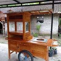 Gambar Gerobak nasi goreng dorong, bahan kayu, roda 2 etalase kaca dari GANDIWA Mebel Bayat Klaten undefined 1 Tokopedia