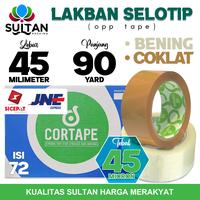 Gambar Lakban isolasi Solatip 45mm x 90y OPP Tape Cortape Varian KARGO / DUS - Bening dari Sultan Packing undefined 1 Tokopedia