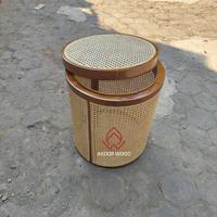 Gambar Meja Bulat Rotan Minimalis Kombinasi Kayu Jati dan Rotan dari Akoor Wood undefined 2 Tokopedia
