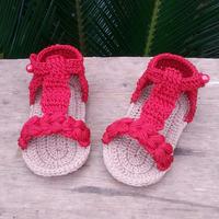 Gambar sandal bayi rajut handmade sepatu bayi cantik lucu murah - hitam + merah, 12 cm dari rajutan karimah undefined 1 Tokopedia