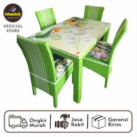 Gambar Meja Makan 4 Kursi Minimalis Termurah Cirebon Brebes Tegal Pekalongan - Kaca Polos dari Tokopabrik_Tegal undefined 1 Tokopedia