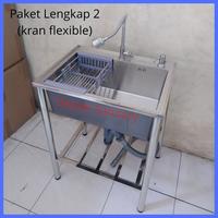 Gambar Bak cuci piring kitchen sink stainless set portable 6045 set rak - PAKET 1 dari Depok Sanitary Store undefined 5 Tokopedia