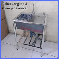 Gambar Bak cuci piring kitchen sink stainless set portable 6045 set rak - PAKET 1 dari Depok Sanitary Store undefined 4 Tokopedia