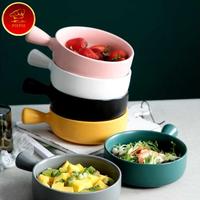 Gambar Mangkok Keramik Bowl Nordic Style 15 cm with Handle - Merah Muda dari piepiebakewareofficial undefined 2 Tokopedia